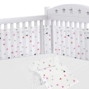 Aolso Cot Bumper, 2Pcs Breathable Mesh Cot Liner, Crib Rail Cover Baby Crib Bumper, Baby Boys Girls Nursery Breathable Crib Bed Liner Bumper (Triangle） - Publicité