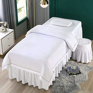 ZQKGTYIIW Ensemble de draps de table de massage Couvre-lit de beauté de style européen quatre pièces en satin simple couleur pure physiothérapie massage couvre-lit de beauté couvre-lit de salon de mas - Publicité