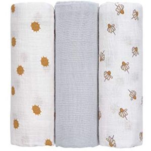 Lässig Bébé Couverture de puériculture Drap de puériculture Lot de 3 en coton 85 x 85 cm/Swaddle & Burp Blanket L Adventure Dragonfly - Publicité