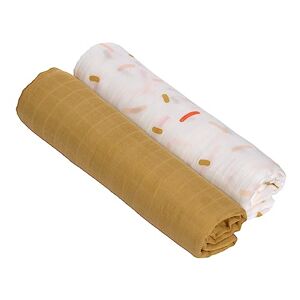 Lässig Bébé Couverture de puériculture Drap de puériculture Lot de 2 en coton 120 x 120 cm/Heavenly soft Swaddle XL Little Mateys spicy orange - Publicité