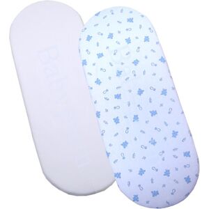 Babyprem Lot de 2 draps-housses en coton pour berceau 1 x Blanc 1 x Bleu à motif oursons - Publicité