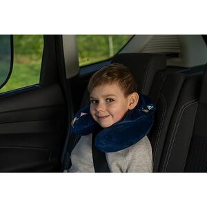 Cartrend Hero​​ Coussin de Nuque avec Rembourrage Confortable en Mousse à mémoire de Forme, Design coloré pour Enfants, Housse Amovible, avec Capuche, 1 pièce, Bleu - Publicité