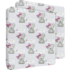 Baby Comfort Lot de 2 draps-housses 100 % coton pour matelas de berceau de 140 x 70 cm (It's a Girl) - Publicité