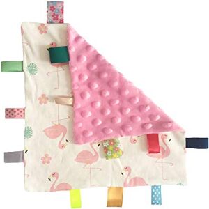 Eyands NO Crinkle son bébé Tag Blanket Fille Couverture colorée Taggy de sécurité du nouveau-né Keepsake enfants en bas âge beau modèle de chat doux Couverture Taggy Jouets-Rose - Publicité