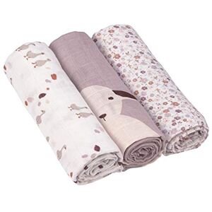 Lässig Baby Couverture de puériculture Couverture de puériculture Jeu de 3 coton 80 x 80 cm/Swaddle & Burp Blanket L Tiny Farmer Flowers - Publicité