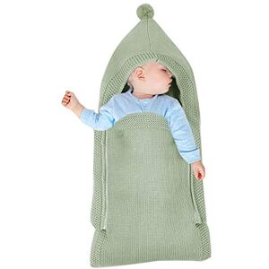 Haokaini Couverture d'emmaillotage pour nouveau-né En tricot chaud Sac de couchage à capuche Fermeture éclair Pour bébé de 0 à 8 mois Garçons et filles - Publicité