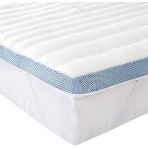 Amazon Basics Surmatelas de Mousse à Mémoire de Forme avec Sangles, 100 x 200 x 5 cm, Blanc - Publicité