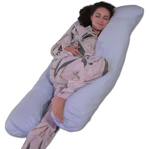 Bananair Coussin de Grossesse et d'allaitement en Forme de U Oreiller pour Femme Enceinte, Doux & Confortable, Soulage Le Dos et Le Cou Déhoussable, Lavable en Machine (Bleu, Coton, 140 x 80 cm) - Publicité