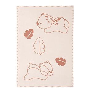Nattou Couverture Douillette pour Bébé, Réversible, 100% Coton, env. 75 x 100 cm, Vegan, Boris & Jungo, Beige - Publicité