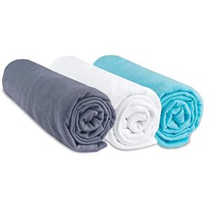 Easy Dort Lot de 3 Draps Housse 40x80 cm Extensible pour 40x90 Couffin Berceau Nacelle 40 x 80   100% Coton   Gris Blanc Turquoise   Sommeil sain   Marque    Certifié Oeko Tex   Fabriqué en Europe - Publicité