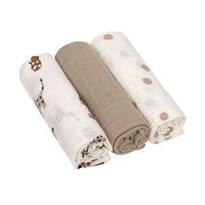 Lässig Bébé Couverture de puériculture Drap de puériculture Lot de 3 en coton 85 x 85 cm/Swaddle & Burp Blanket L Little Mateys royal blue - Publicité