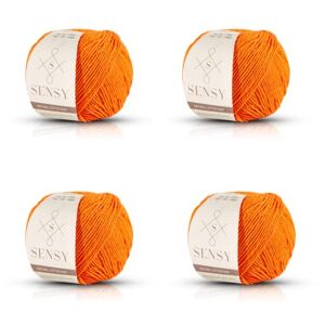 S SENSY Sensy Lot de 4 écheveaux de fil 100 % coton recyclé pour tricot et crochet Amigurumi Idéal pour couverture, couvre-lit, oreiller, projets de poupées (orange) - Publicité