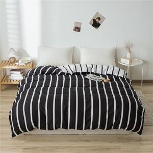 Odot Style Simple Housses de Couettes 150x200cm 180x220cm 200x230cm, Housse de Couette Microfibre Douce avec Fermeture Eclair pour Adulte Enfant, 1~2 Personnes (Rayures Noires,150x200cm) - Publicité