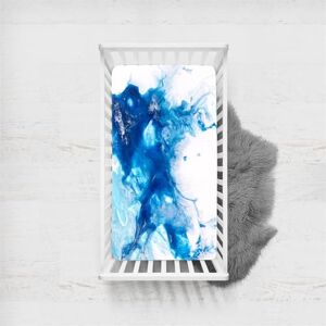 Odot Drap Housse pour Lit Bebe Housses en Microfibre Imprimé Abstraite Colorée 3D Extensible Doux Respirant Protège Matelas Compatible pour Berceau, Couffin et Nacelle (45x90cm,Bleu et Blanc) - Publicité