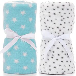 LeerKing Couverture Bebe Lot de 2 Plaid Polaire Hiver Ultra-léger Douce Baby Flanelle pour Bébé Fille Garçon Enfants Blanc & Bleu 75 * 100CM - Publicité