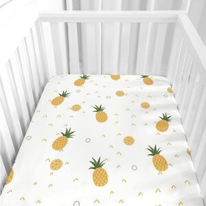 Odot Drap Housse pour Lit Bébé à Motif Ananas d'été, Drap Housses Enfant en Microfibre Respirant, Protège Matelas à bande élastique Compatible pour Berceau, Couffin, Nacelle (75x30cm,Blanc) - Publicité