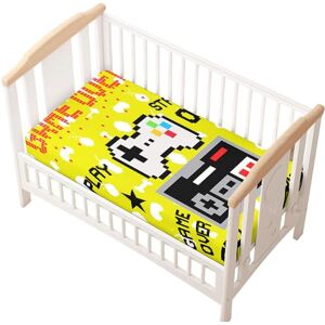 Odot Drap Housse pour Lit de Bébé, Console de jeu Impression Draps Housses Enfants Respirant Douce Extensible Protège Matelas pour Lit Bébé, Berceau, Lit Parapluie (jaune,55x90 cm) - Publicité