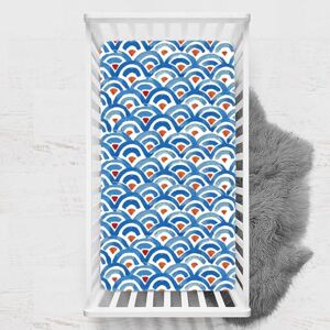 Odot Drap Housse pour Lit de Bébé, Impression de Arc-en-ciel Draps Housses Enfants Respirant Douce Extensible Protège Matelas pour Lit Bébé, Berceau, Lit Parapluie (bleu 2,33x75 cm) - Publicité