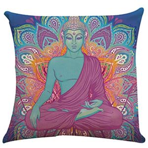 Bearbelly Bouddha Assis sur Coloré Neon Champignon Psychédélique Composition Indien Bouddhisme Spirituel Tattoo Yoga Décoratifs Taie d'oreiller Home Decor Carré 45x 45 cm Taie d'oreiller - Publicité