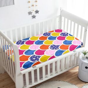 Odot Drap Housse pour Lit de Bébé, motif ondulé Draps Housses Enfants Respirant Douce Extensible Protège Matelas pour Lit Bébé, Berceau, Lit Parapluie (Multicolore,70x140 cm) - Publicité