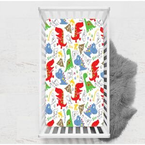 Odot Drap Housse pour Lit de Bébé, Impression de Dinosaure Draps Housses Enfants Respirant Douce Extensible Protège Matelas pour Lit Bébé, Berceau, Lit Parapluie (Rouge,33x75 cm) - Publicité