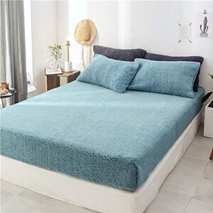 N / A Parure de lit en cachemire gris foncé, drap-housse en polaire pour l’hiver, couvre-lit 230 x 250 cm, draps chauds pour lit King size, élégant bleu, King size 3 pièces - Publicité