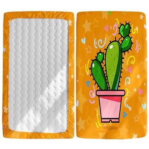 Odot Drap Housse pour Lit Bébé à Motif Cactus Nordique, Drap Housses Enfant en Microfibre Doux Respirant, Protège Matelas Compatible pour Berceau, Couffin et Nacelle (Couleur Orange,75x30cm) - Publicité