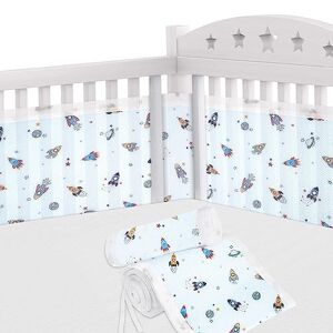 Aolso Cot Bumper, 2Pcs Breathable Mesh Cot Liner, Crib Rail Cover Baby Crib Bumper, Baby Boys Girls Nursery Breathable Crib Bed Liner Bumper (Rocket - Publicité