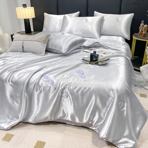 XHCTNN Parure de Lit King Size en Soie GlacéE Couette RafraîChissante en Satin Doux et Soyeux Parure de Lit Double avec 1 Drap à Angle Droit + 1 Couette + 2 Taies d'oreiller(B-4Pcs,180 * 220cm) - Publicité