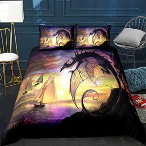 MEET Ensemble De Housse De Couette Doux, Anti-acariens 80% Microfibre + 20% Coton Dragon Et Donjon Literie (Dragon 03,220x240cm(1.8M/2MBed)) - Publicité