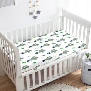 Odot Drap Housse pour Lit de Bébé, Cactus Impression Draps Housses Enfants Respirant Douce Extensible Protège Matelas pour Lit Bébé, Berceau, Lit Parapluie (33x75 cm,Blanc) - Publicité