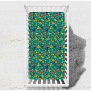 Odot Drap Housse pour Lit de Bébé, Impression de Dinosaure Draps Housses Enfants Respirant Douce Extensible Protège Matelas pour Lit Bébé, Berceau, Lit Parapluie (Vert,33x75 cm) - Publicité