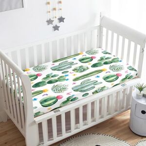 Odot Drap Housse pour Lit de Bébé, Cactus Impression Draps Housses Enfants Respirant Douce Extensible Protège Matelas pour Lit Bébé, Berceau, Lit Parapluie (33x75 cm,Cactus) - Publicité