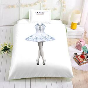 Sticker superb Fille Princesse Rose Robe Blanc Ballet Robe Effet 3D Housse de Couette 1 Personne, Charmant Animal Licorne Bleu Violet Jaune Literie (Blanc Robe, 140x200cm) - Publicité