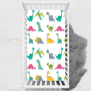 Odot Drap Housse pour Lit de Bébé, Dessin animé Impression de Dinosaure Draps Housses Enfants Respirant Douce Extensible Protège Matelas pour Lit Bébé, Berceau, Lit Parapluie (Style 1,33x75 cm) - Publicité