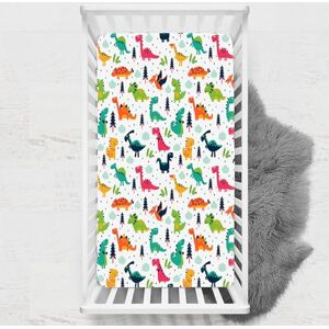 Odot Drap Housse pour Lit de Bébé, Impression de Dinosaure Draps Housses Enfants Respirant Douce Extensible Protège Matelas pour Lit Bébé, Berceau, Lit Parapluie (Blanc,33x75 cm) - Publicité