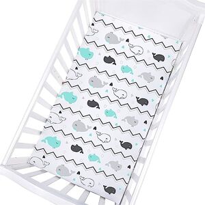 Odot Drap Housse pour Lit de Bébé, Draps Housses Enfants imprimé Respirant Douce Extensible Protège Matelas pour Fille et Garçon, Lit Bébé, Berceau, Lit Parapluie (82x41cm,Baleine) - Publicité