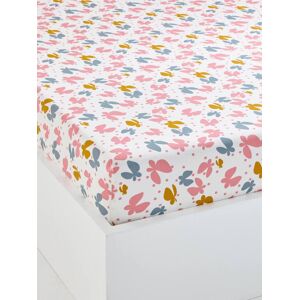 Vertbaudet Drap-housse enfant ENVOLEE multicolore ROSE 90X190 - Publicité