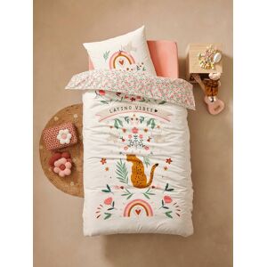 Vertbaudet Pack housse de couette + taie d'oreiller LATINO VIBES, avec coton recyclé multicolore MULTICOLORE 140X200 63X63