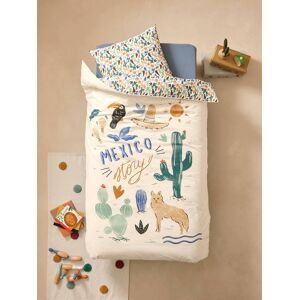 Vertbaudet Pack housse de couette + taie d'oreiller MEXICO STORY, avec coton recyclé multicolore MULTICOLORE 140X150 63X63 - Publicité