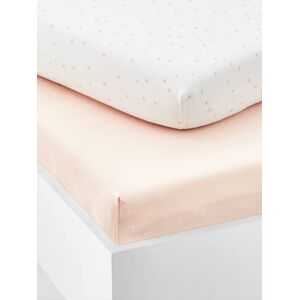 Vertbaudet Lot de 2 draps-housses bébé en coton rose pâle ROSE 70X140 - Publicité