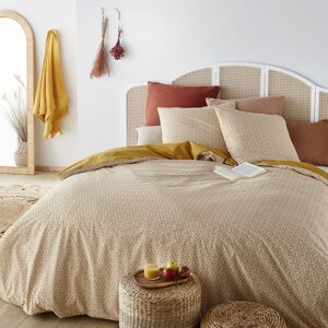 Maisons du Monde Parure de lit en coton bio caramel et vieux rose imprimé floral 240x260 - Publicité