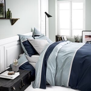 Essix Housse de couette bicolore en coton bleu 140x200 Bleu 200x200x140cm