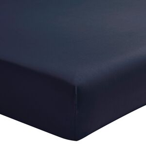 Essix Drap housse uni en percale de coton bleu 160x200