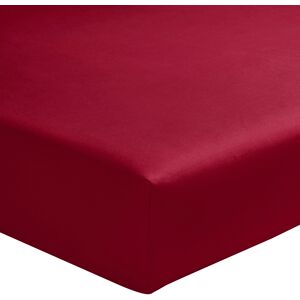 Essix Drap housse uni en percale de coton rouge 160x200