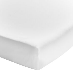 Essix Drap housse uni en coton lave blanc 140x190