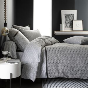 Origin Housse de couette imprimée en bambou blanc et noir 260x240 - Publicité