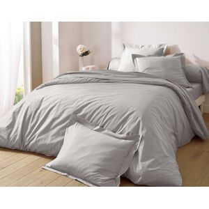 Becquet Housse de couette 260x240 en percale de coton gris brume