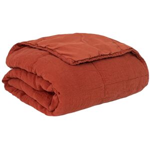 Decoclico Couvre-lit en lin lavé terracotta doublure en percale de coton lavé Rouge 180x0x250cm