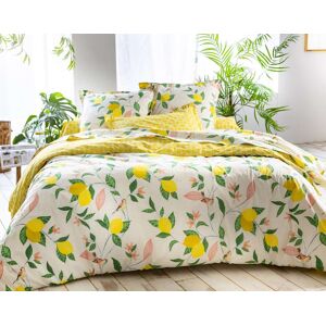 Becquet Housse de couette 260x240 en coton jaune citron